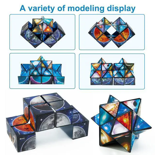 Alt view image 4 of 7 - Star Cube,Vcall 2 in 1 Combo Infinity Cube Fidget Toy Magic Star Cube Smooth Surface Magic Cube Puzzle for Kids and Adults to Stress and Anxiety Relief Mini Preschool Toys