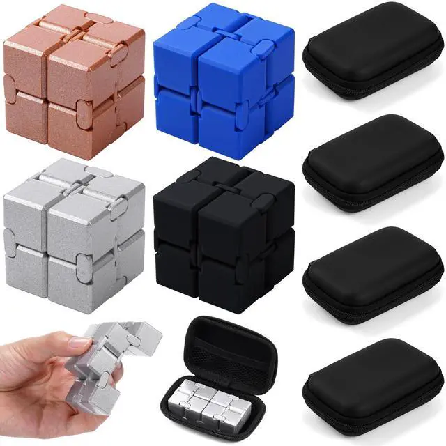 Main image of 4 Pcs Infinity Cube Fidget Toys Adults Infinite Magic Fidget Cube with Case, Finger Gadget Portable Anxiety Stress Relieving Christmas Toys Gift Compatible with ADD ADHD OCD