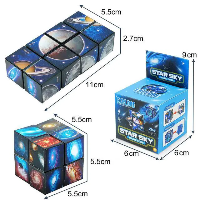 Alt view image 6 of 7 - Star Cube,Vcall 2 in 1 Combo Infinity Cube Fidget Toy Magic Star Cube Smooth Surface Magic Cube Puzzle for Kids and Adults to Stress and Anxiety Relief Mini Preschool Toys