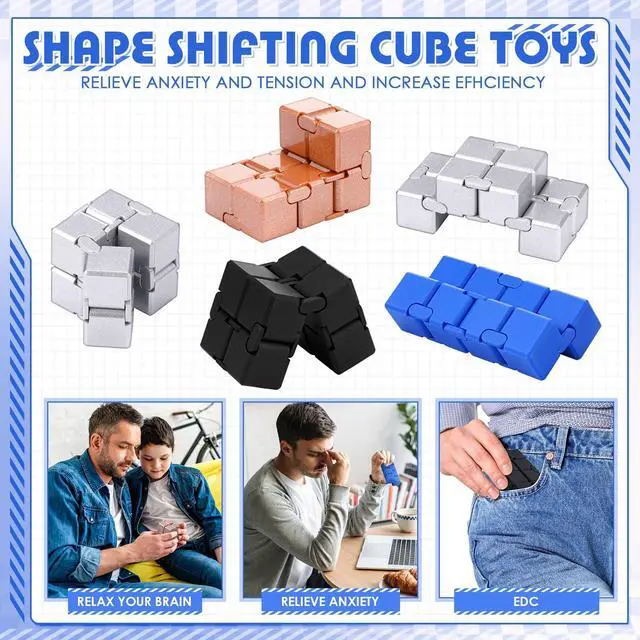 Alt view image 6 of 7 - 4 Pcs Infinity Cube Fidget Toys Adults Infinite Magic Fidget Cube with Case, Finger Gadget Portable Anxiety Stress Relieving Christmas Toys Gift Compatible with ADD ADHD OCD