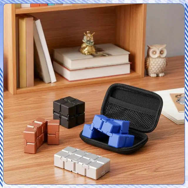 Alt view image 4 of 7 - 4 Pcs Infinity Cube Fidget Toys Adults Infinite Magic Fidget Cube with Case, Finger Gadget Portable Anxiety Stress Relieving Christmas Toys Gift Compatible with ADD ADHD OCD