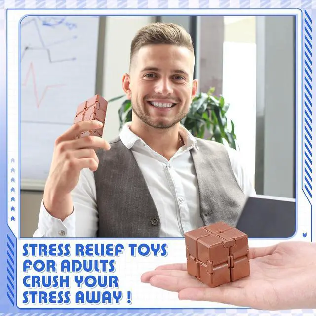 Alt view image 7 of 7 - 4 Pcs Infinity Cube Fidget Toys Adults Infinite Magic Fidget Cube with Case, Finger Gadget Portable Anxiety Stress Relieving Christmas Toys Gift Compatible with ADD ADHD OCD