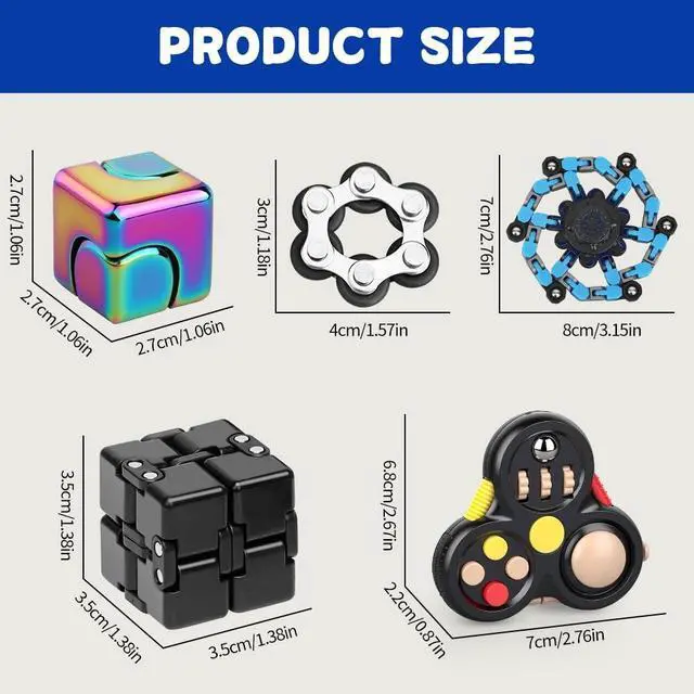 Alt view image 2 of 7 - Fidget Toy Fidget Pad Controller, Fidget Spinner Infinity Cube, Metal Fidget Infinity Cube, Sprocket Chain Sensory Toy Cool Gadget Reduce Stress Relief Gift Party Favor 5 Pack