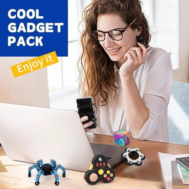 Alt view image 7 of 7 - Fidget Toy Fidget Pad Controller, Fidget Spinner Infinity Cube, Metal Fidget Infinity Cube, Sprocket Chain Sensory Toy Cool Gadget Reduce Stress Relief Gift Party Favor 5 Pack
