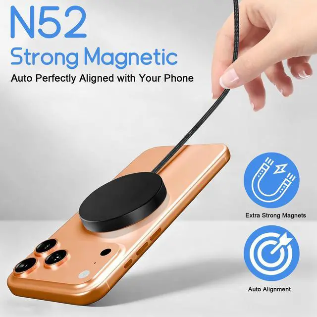 Alt view image 5 of 7 - 25W Magnetic Wireless Charger Qi2.2 Fast Charging Pad for iPhone 17 16 15 14 13 12 Pro Max/Galaxy S26 S25 S22/Google Pixel 10/AirPods, Slim Portable for Travel Bedside Office (Black)