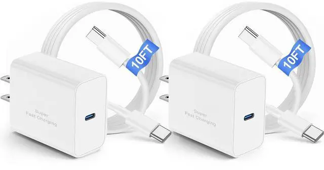 Main image of 2Pack iPhone 17 16 15 Charger Fast Charging,USB C Super Fast Charger Block and Long Type C to C Cable Cord 10ft for Apple iPhone 17 Pro Max/17 Air/16 Pro/16 Pro Max/15 Plus/15 Pro/iPad Plug Cube