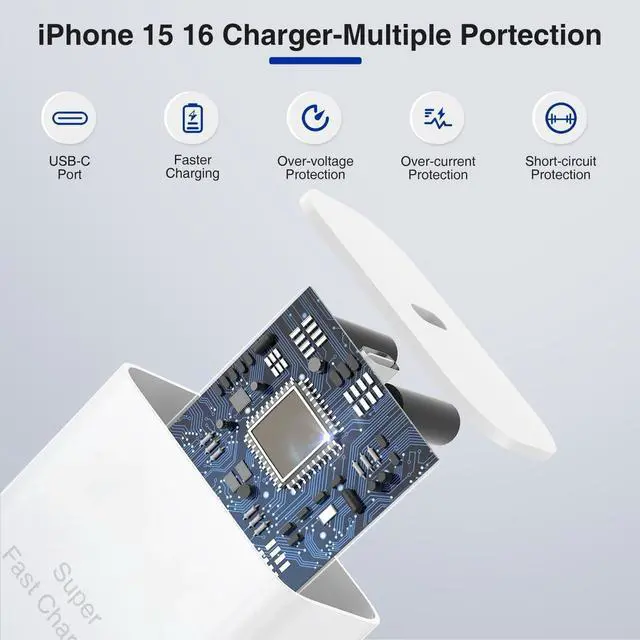 Alt view image 2 of 7 - 2Pack iPhone 17 16 15 Charger Fast Charging,USB C Super Fast Charger Block and Long Type C to C Cable Cord 10ft for Apple iPhone 17 Pro Max/17 Air/16 Pro/16 Pro Max/15 Plus/15 Pro/iPad Plug Cube