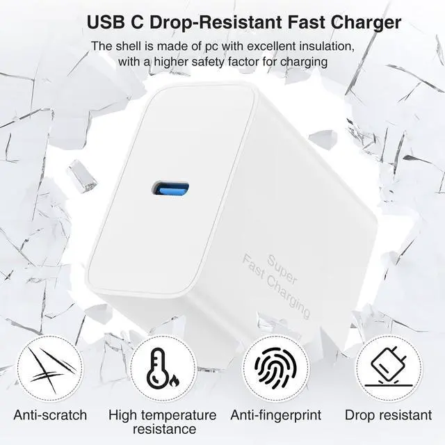 Alt view image 4 of 7 - 2Pack iPhone 17 16 15 Charger Fast Charging,USB C Super Fast Charger Block and Long Type C to C Cable Cord 10ft for Apple iPhone 17 Pro Max/17 Air/16 Pro/16 Pro Max/15 Plus/15 Pro/iPad Plug Cube