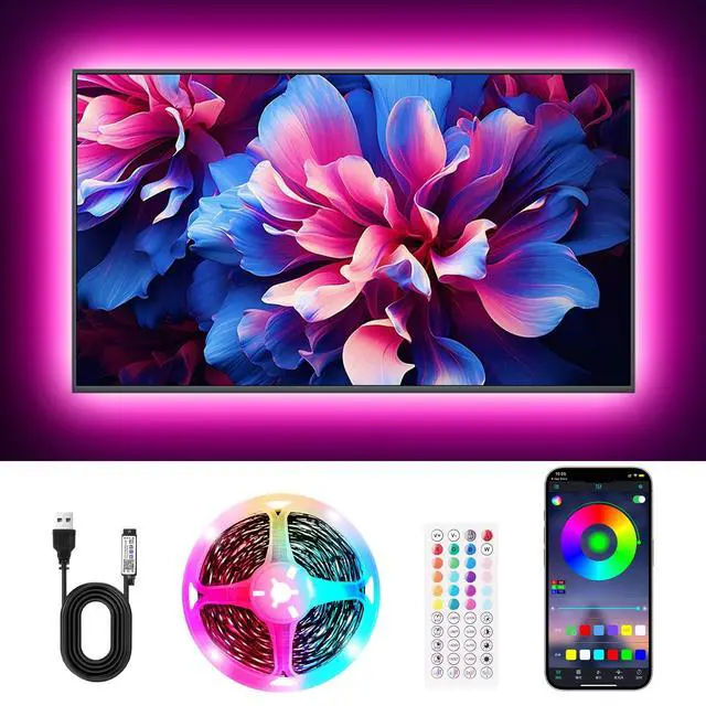 Main image of TV LED Lights, 13.2ft Music Sync RGB Strip Lights with Remote & App Control, USB Powered for 32-65 Inch TVs, PC, Bedroom, Gaming Setup, Home Cinema