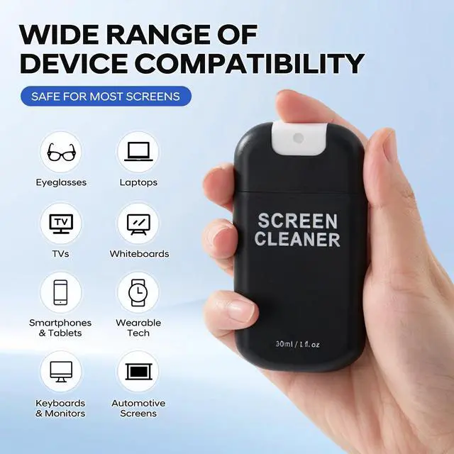 Alt view image 3 of 7 - Screen Cleaner Spray Kit with Nano Fiber Cloth for Phone, iPad, Laptop, Monitor & TV Screens, Portable Streak-Free Cleaning Set, 2 Pack