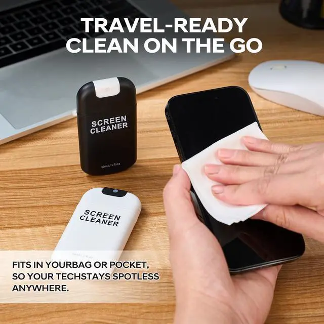Alt view image 5 of 7 - Screen Cleaner Spray Kit with Nano Fiber Cloth for Phone, iPad, Laptop, Monitor & TV Screens, Portable Streak-Free Cleaning Set, 2 Pack