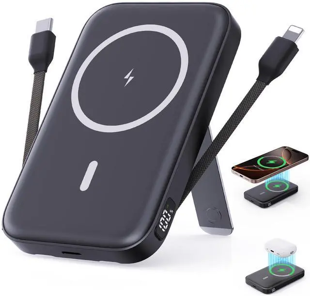Main image of 2026 Latest Portable Charger, 16800mAh Magnetic Wireless Power Bank with 2 Built in Cables, LED Display Battery Pack Travel Essentials for iPhone 17/16/15/14/13/Pro/Mini/Pro Max Andriod