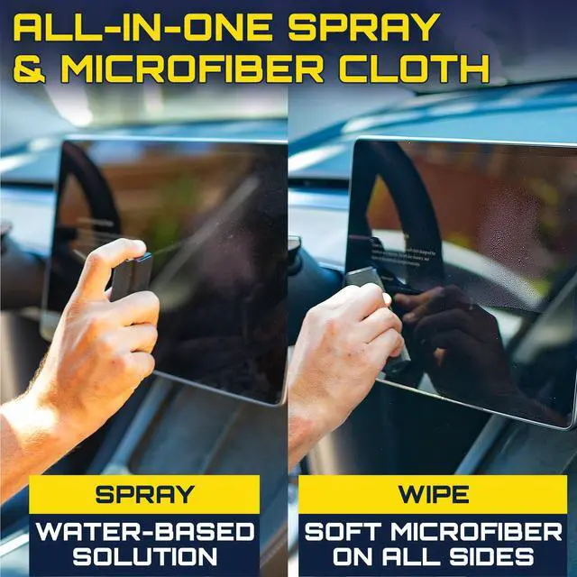 Alt view image 3 of 7 - Car Screen Cleaner Spray And Wipe, 2-in-1 Spray and Microfiber Cloth Touch Screen Cleaner For Car Display, Cell Phone, Laptop, IPad, IPhone, Macbook Air, Computer (Black)