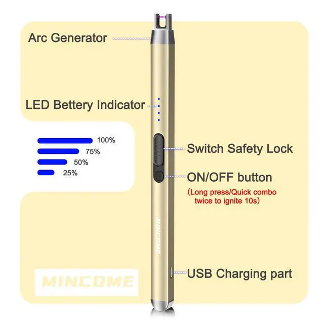 Alt view image 2 of 7 - Candle Lighter Electric Rechargeable USB Plasma Arc Lighter with Safety Lock, Mothers Day Birthday Gifts for Women Windproof Flameless Long Matches Lighters for Candle,Grill,BBQ,Camping