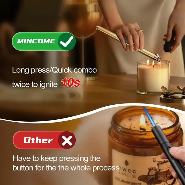 Alt view image 4 of 7 - Candle Lighter Electric Rechargeable USB Plasma Arc Lighter with Safety Lock, Mothers Day Birthday Gifts for Women Windproof Flameless Long Matches Lighters for Candle,Grill,BBQ,Camping