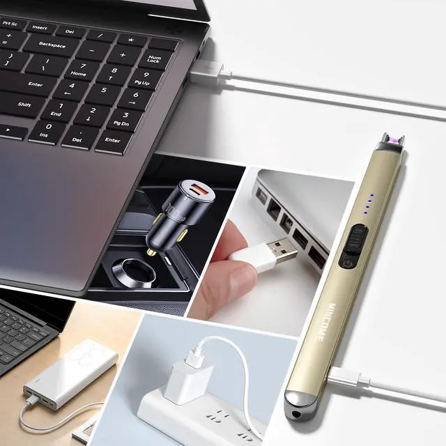 Alt view image 5 of 7 - Candle Lighter Electric Rechargeable USB Plasma Arc Lighter with Safety Lock, Mothers Day Birthday Gifts for Women Windproof Flameless Long Matches Lighters for Candle,Grill,BBQ,Camping