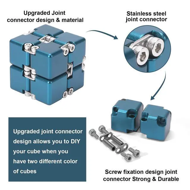 Alt view image 3 of 6 - Aluminum Alloy Metal Infinity Cube Fidget Cube (6 Colors) Handheld Fidget Toy Desk Toy with Cool Case Infinity Magic Cube Relieve Stress Anxiety ADHD OCD for Kids and Adults (Blue)