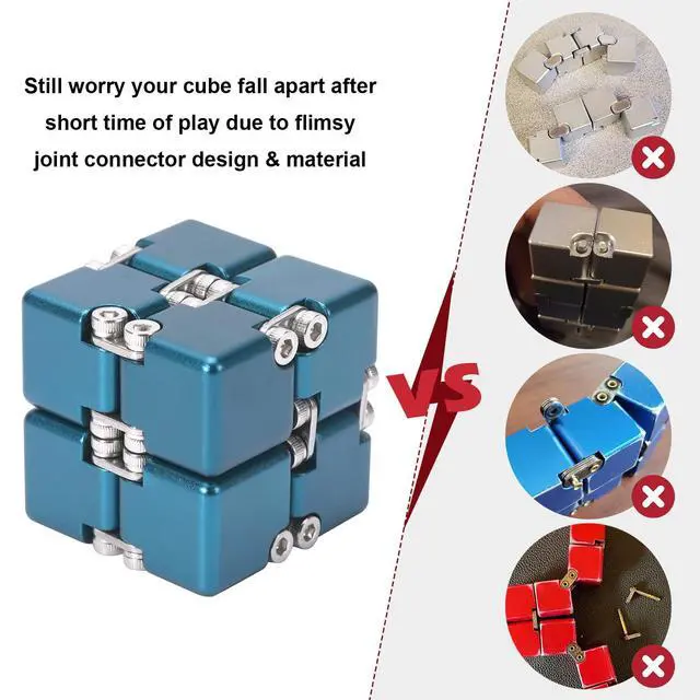 Alt view image 4 of 6 - Aluminum Alloy Metal Infinity Cube Fidget Cube (6 Colors) Handheld Fidget Toy Desk Toy with Cool Case Infinity Magic Cube Relieve Stress Anxiety ADHD OCD for Kids and Adults (Blue)