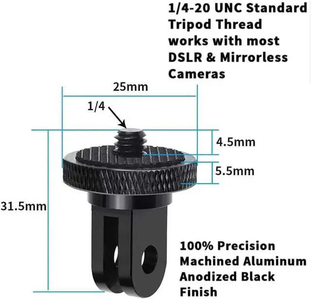 Alt view image 4 of 7 - Aluminum Camera Tripod Adapter 1/4"-20 Conversion Adapter Mounts Compatible with Gopro Action Cameras Insta360 and Other Standard 1/4 Accessories, Quarter Inch Mount Adapter (Type AA)