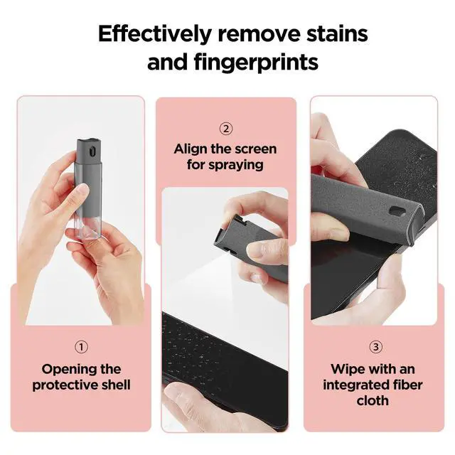 Alt view image 6 of 7 - Screen Cleaner, All-in-One Spray & Wipe Cleaner, with Transparent Protective Shell for All Phones, Laptop and Tablet Screens (Gray)