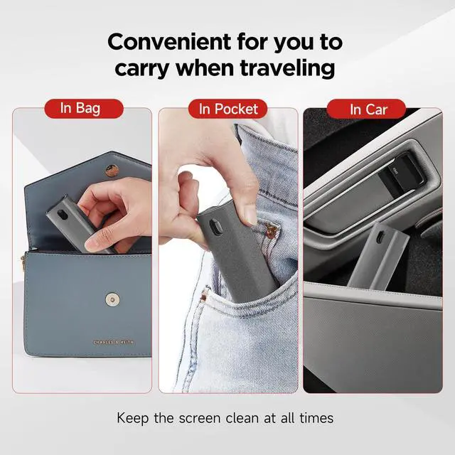 Alt view image 4 of 7 - Screen Cleaner, All-in-One Spray & Wipe Cleaner, with Transparent Protective Shell for All Phones, Laptop and Tablet Screens (Gray)