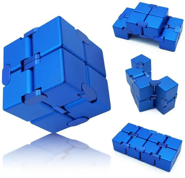 Main image of Metal Infinity Cube Fidget Toy Stress Relief ADHD Blue