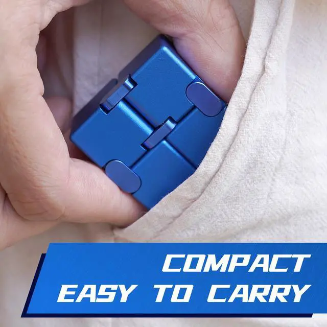 Alt view image 3 of 7 - Metal Infinity Cube Fidget Toy Stress Relief ADHD Blue