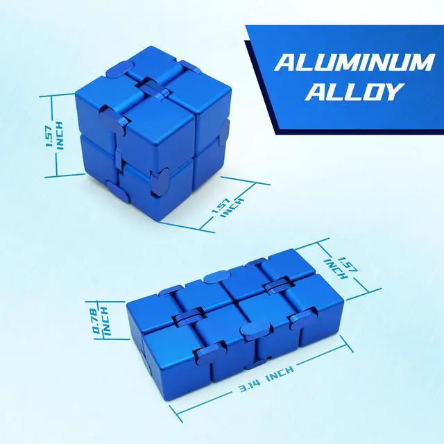 Alt view image 2 of 7 - Metal Infinity Cube Fidget Toy Stress Relief ADHD Blue