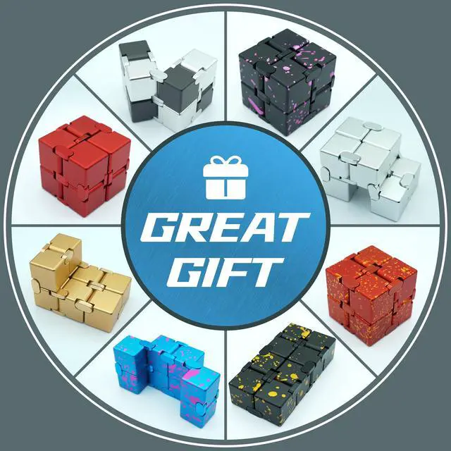 Alt view image 6 of 7 - Metal Infinity Cube Fidget Toy Stress Relief ADHD Blue