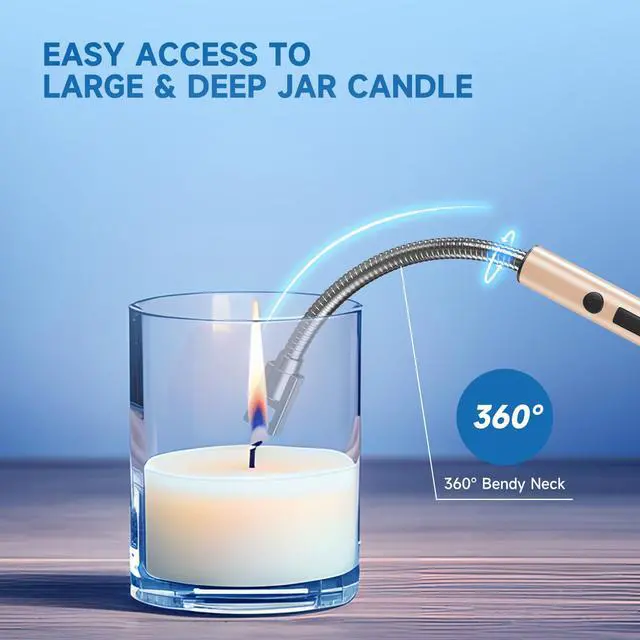 Alt view image 3 of 7 - 2 Pack Electric Candle Lighter Flameless Arc Windproof Flexible Long Neck USB Rechargeable Lighter Matches for BBQ Grill Fireworks Camping (Champange Gold)