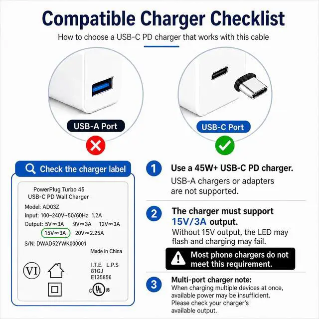 Alt view image 6 of 7 - Surface Connect to USB C Charging Cable Nylon Braided 6ft, Compatible for Microsoft Surface Pro 11/10/7/6/5/4/3 Go3/2/1 Laptop4/3/2/1, Must Works with 45W 15V3A USB-C Charger