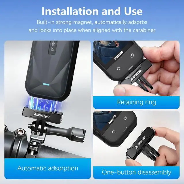 Alt view image 5 of 7 - Magnetic Quick-Release Mount for Insta360 X5 (2 Pack), Insta 360 Accessories QR Adapter Holder with Go-Pro Mount for Insta360 X5 / X4 Air/Ace Pro/Ace Pro 2, Black
