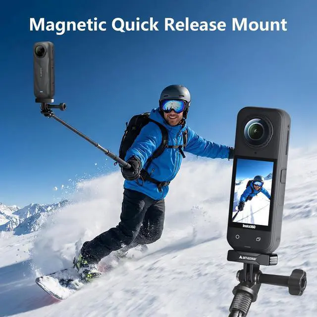 Alt view image 6 of 7 - Magnetic Quick-Release Mount for Insta360 X5 (2 Pack), Insta 360 Accessories QR Adapter Holder with Go-Pro Mount for Insta360 X5 / X4 Air/Ace Pro/Ace Pro 2, Black