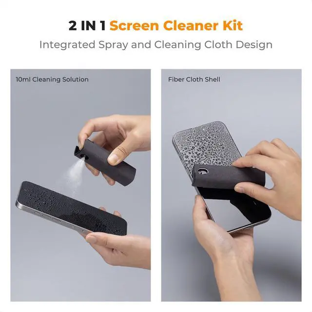 Alt view image 2 of 7 - Touchscreen Screen Cleaner Kit 2 Pcs, for TV, Laptop, PC,Phone, Tablet and Car Screen Cleaner, Two in One Spray and Microfiber Cloth(Grey&Pink)