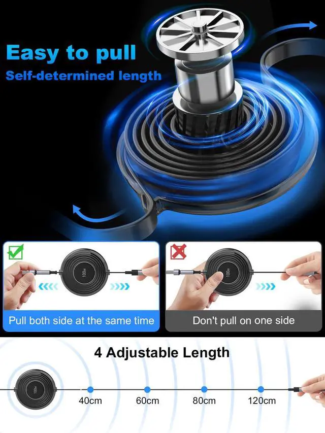 Alt view image 4 of 7 - 4FT Multi Charging Cable 100W Retractable USB C Multiple Charging Cable iPhone Fast Charging Cord 3-in-1 Multi Charger Adapter for iPhone 14 15 13 ipad,Pixel,Samsung Universal Cable Travel Essentials