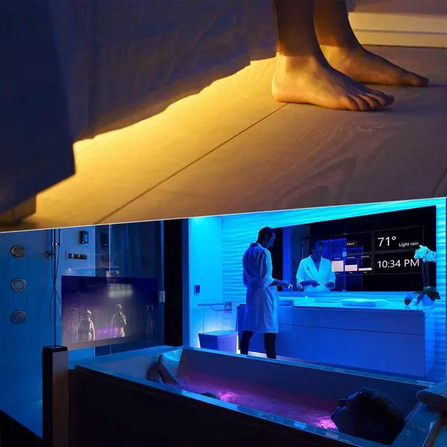 Alt view image 6 of 7 - 50ft LED Lights USB-Powered, RGB Strip Lighting for Bedroom/TV Backlight/Gaming Lighting, Color Changing Bluetooth Led Lights with Smart App Control, Music Sync Sound Reaction