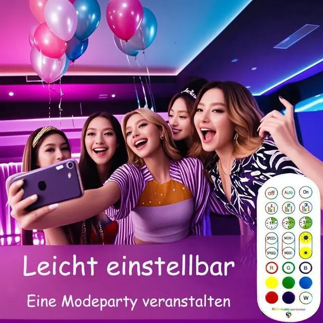 Alt view image 2 of 6 - LED Lights for Bedroom with USB Powered, 32.8ft Bluetooth LED Light Strips,Smart App and Remote Control, IP65 Waterproof,RGBW Music Sync Rope Lights for Living Room, Bedroom, Party, Kitchen,TV