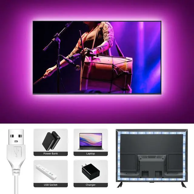 Alt view image 4 of 7 - Battery Operated LED Strip Lights 20ft, Battery Powered LED Strip Lights for Bedroom Color Changing APP Remote, USB Led Lights for TV, Room, Kitchen, Party