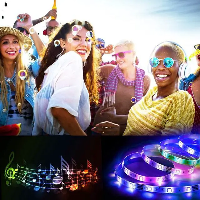 Alt view image 7 of 7 - Battery Operated LED Strip Lights 20ft, Battery Powered LED Strip Lights for Bedroom Color Changing APP Remote, USB Led Lights for TV, Room, Kitchen, Party