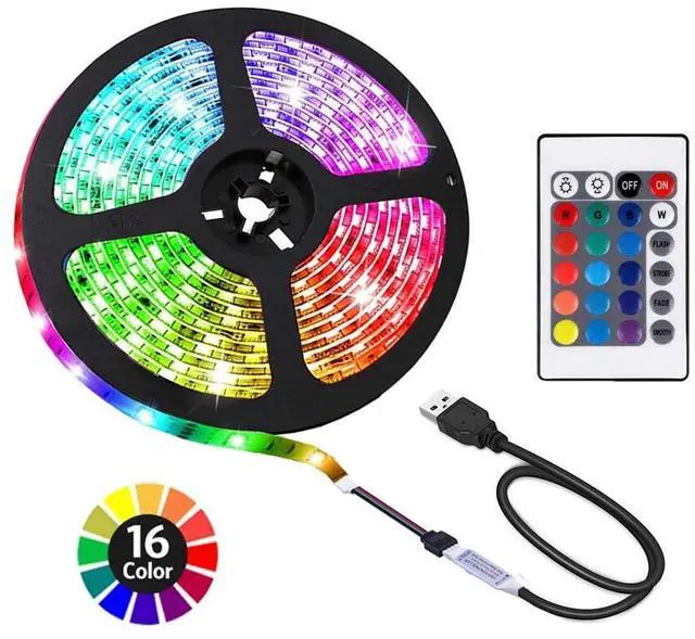 Main image of 6.56 feet USB LED Strip Lights, DIY Indoor Decoration, TV Backlight, 24 Keys Remote