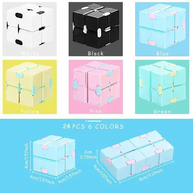 Alt view image 2 of 7 - 24 Pieces Infinity Cube Fidget Toy Mini Blocks Cube Bulk Gadget Sensory Toy Hand Held Blocks Finger Gadget Gift for Adults Anxiety Stress Relief Game(Cute Style)