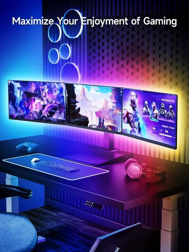 Alt view image 3 of 7 - TV LED Lights, 16.4ft LED Lights for 45-75 Inch TV Behind Lighting, RGB Color Changing TV Backlight with APP & Remote Control, Music Sync USB LED Strip Light for Bedroom Gaming Room Decor