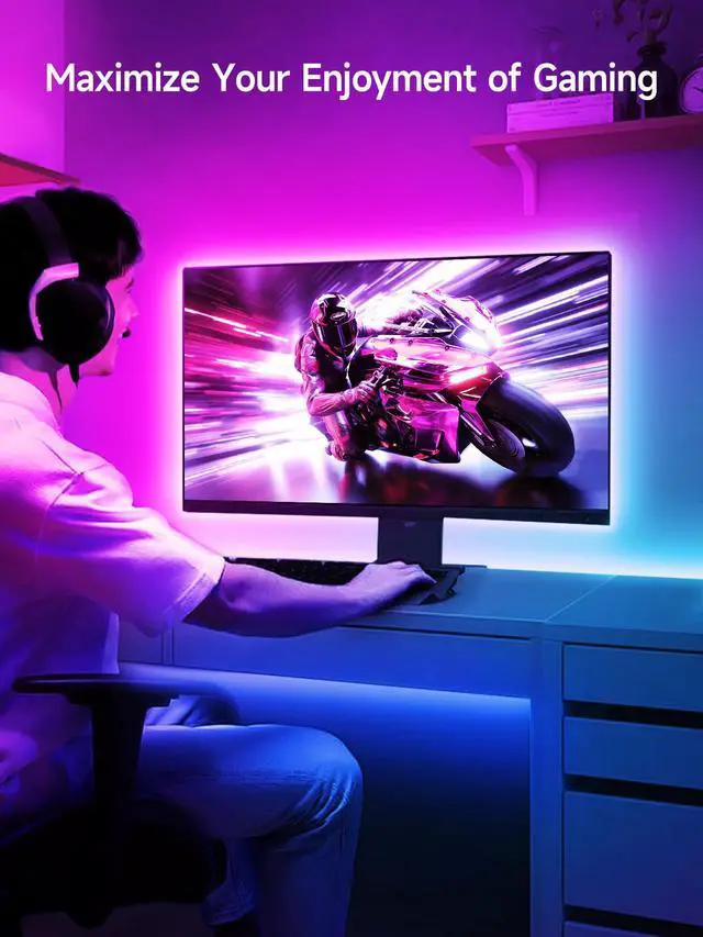 Alt view image 7 of 7 - TV LED Lights, 16.4ft LED Lights for 45-75 Inch TV Behind Lighting, RGB Color Changing TV Backlight with APP & Remote Control, Music Sync USB LED Strip Light for Bedroom Gaming Room Decor