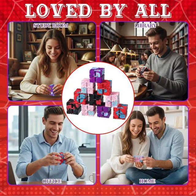 Alt view image 6 of 7 - 12 Pack Infinity Cube Fidget Gadget Fidgeting Game for Adults, Cool Mini Gadget for Stress Anxiety Relief and Kill Time