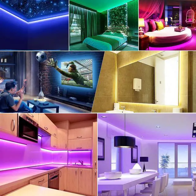 Alt view image 6 of 6 - USB LED Strip Lights Kit, 4 Pre-Cut 1.64ft/6.56ft RGB LED Light Strips, Color Changing TV Backlights with Remote, RGB 5050 Bias Lighting for TV, PC, Monitor, Home Theater, DIY Decoration