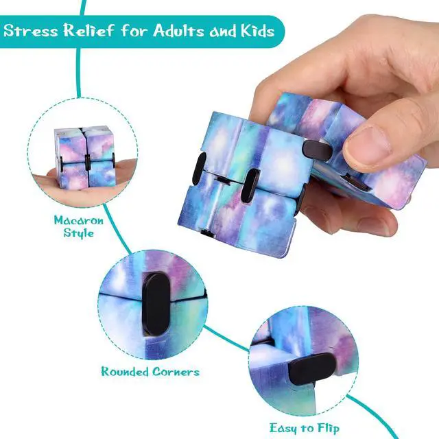 Alt view image 3 of 4 - 24 Pieces Infinity Cube Fidget Toy Mini Blocks Cube Bulk Gadget Sensory Toy Hand Held Blocks Finger Gadget Gift for Adults Anxiety Stress Relief Game(Starry Style)