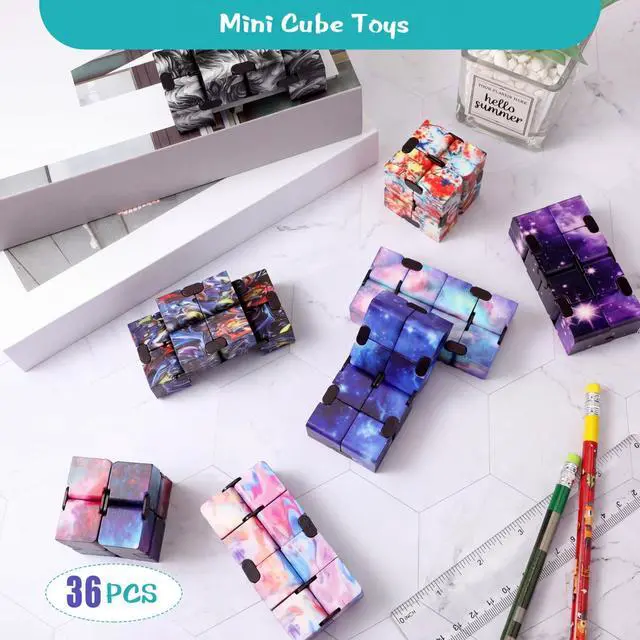 Alt view image 4 of 4 - 24 Pieces Infinity Cube Fidget Toy Mini Blocks Cube Bulk Gadget Sensory Toy Hand Held Blocks Finger Gadget Gift for Adults Anxiety Stress Relief Game(Starry Style)