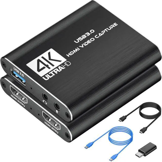 Main image of 4K HDMI Capture Card for Streaming, Full HD 1080P 60FPS USB 3.0 Cam Link Game Audio Video Capture Card, Work with Camera/Nintendo Switch/Xbox/PS4/PS5/PC/OBS (Black)