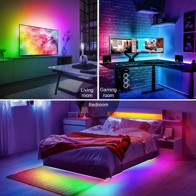Alt view image 7 of 7 - LED Lights for TV 40-60 Inch, 10FT (1 Roll of 10ft) ICRGB TV LED Backlight Kit with Bluetooth APP & 24 Keys Remote, Music Sync Lights Behind, USB Cable Powered, Not Waterproof