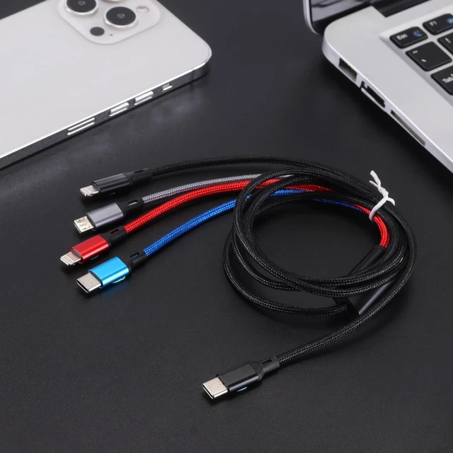 Alt view image 7 of 7 - Multi Charging Cable,USB C to 4 in 1 Nylon Braided Dual Lightning/Type C/Micro USB Port Fast Charger Cord for iPhone 17 16 15 14 13 12 Pro Max,Galaxy S25/S24/S23,Cell Phones Tablets and More